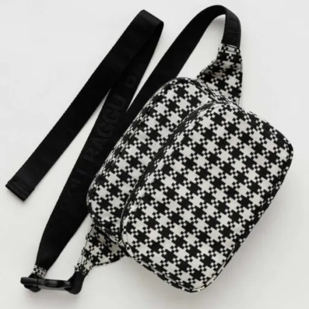 Baggu black and white gingham pixel fanny pack belt bag